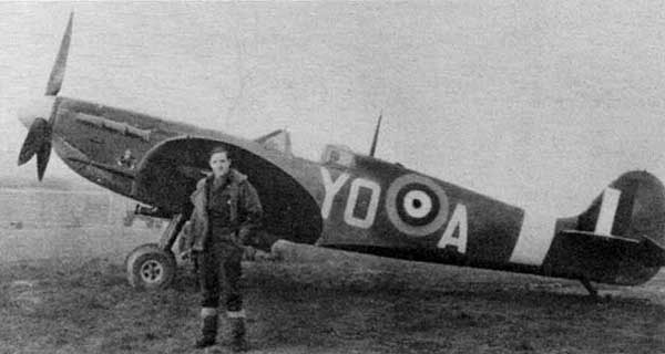 Morrison with his Mk Vb Spitfire&nbsp; YO-A